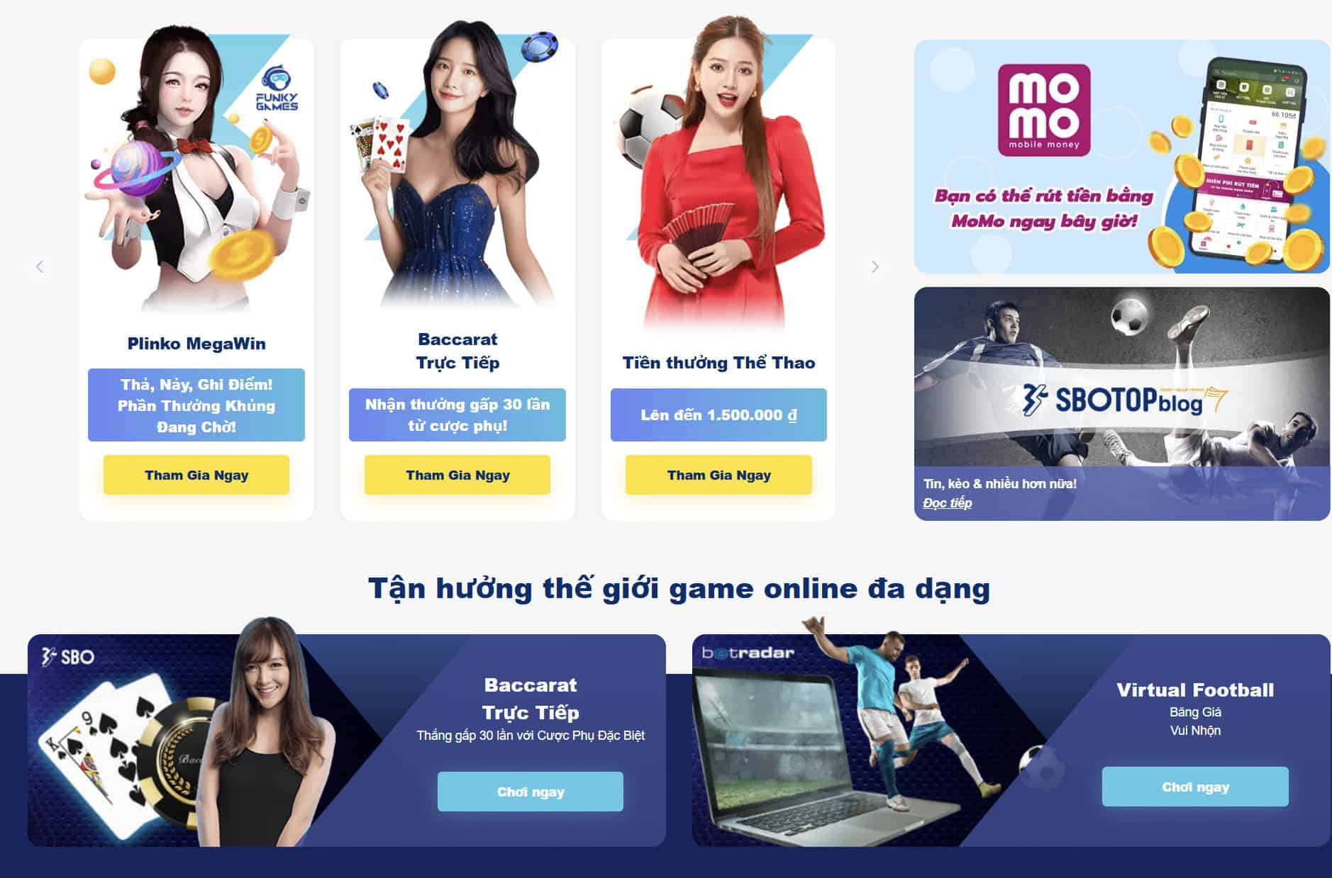 Nhiều thể loại game bài hấp dẫn trực tuyến