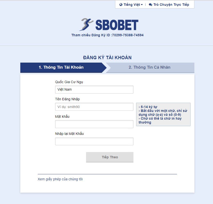 Hướng dẫn đăng ký sbobet đơn giản với các bước sau